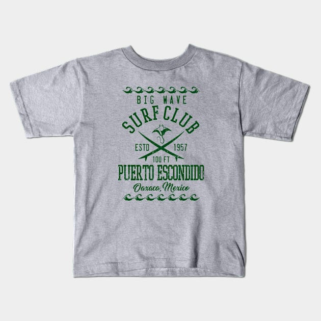 PUERTO ESCONDIDO SURF CLUB Kids T-Shirt by LILNAYSHUNZ